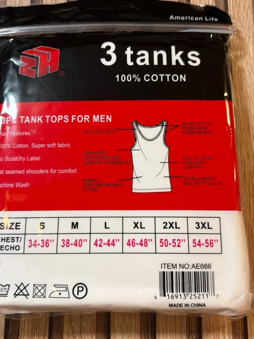 3-Pack Men's Tagless White Cotton Tank Tops - Size M